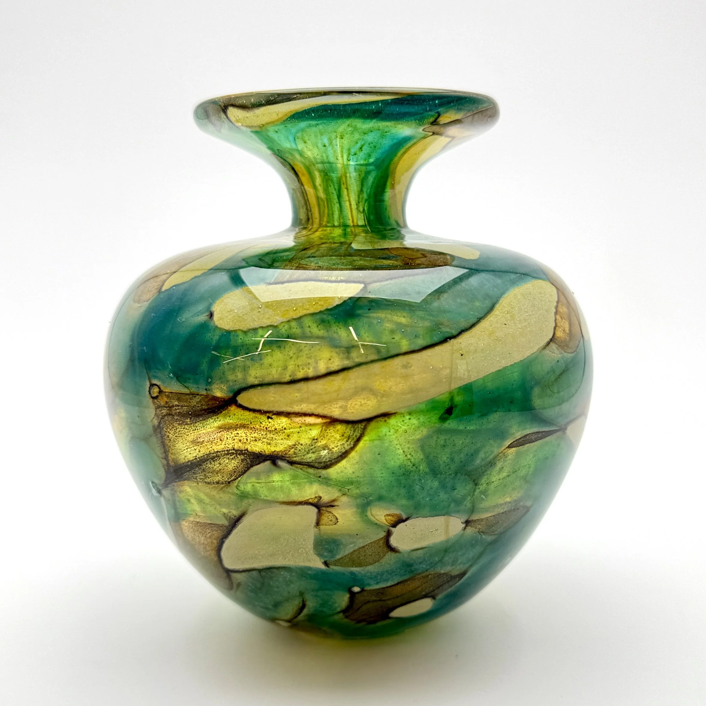 Alan Fox turquoise vase with 24ct gold - vintage, mid-century